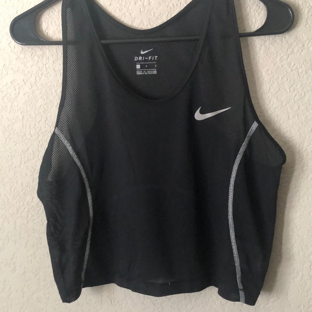 Nike Dri-Fit Black Racerback Mesh Workout Crop Tank Top